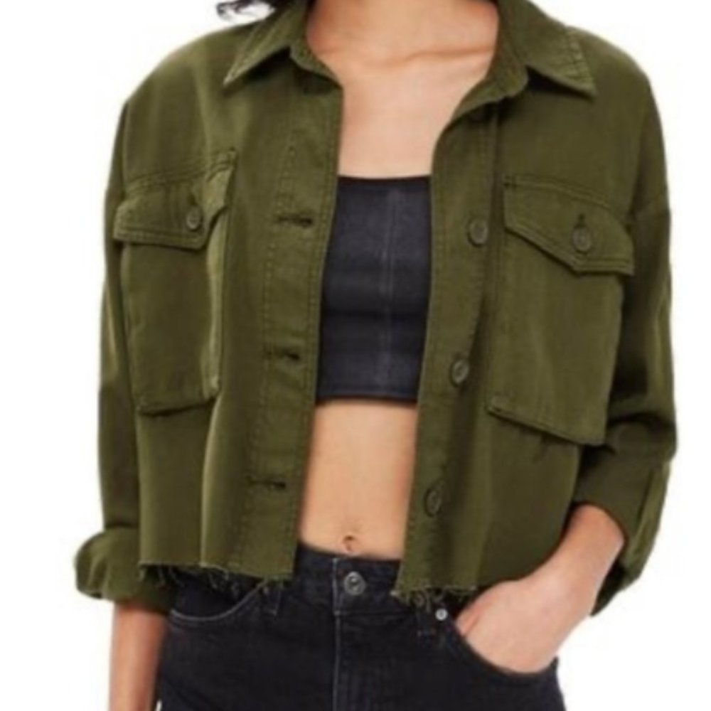 TOPSHOP Sonny Raw Hem Shacket, Alter NWOT